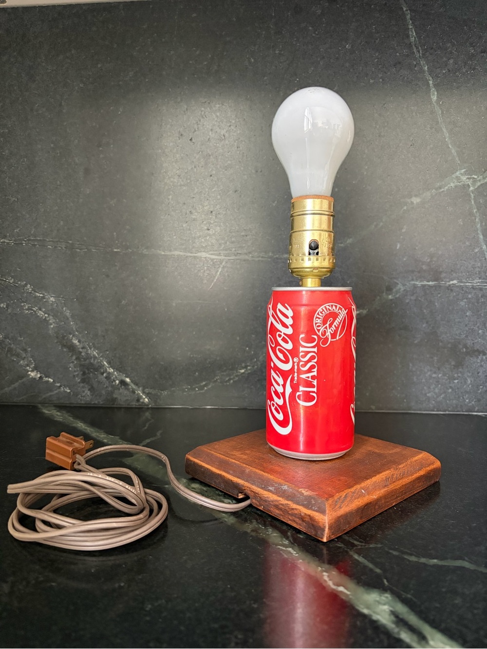 Coca-Cola Classic 1980s can table lamp vintage handmade retro